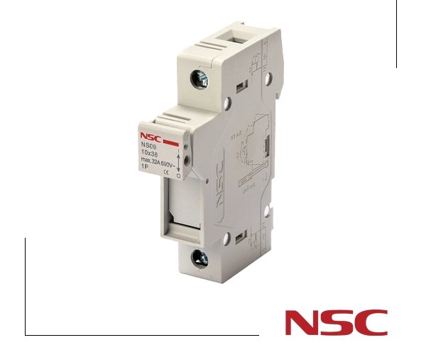 پایه فیوز سیلندری 10×38 تک پل NS-09